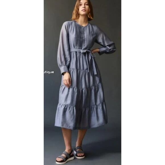 Anthropologie Dresses & Skirts - ANTHROPOLOGIE MARE MARE Agosta Tiered Belted Maxi praire boho long sleeve Dress